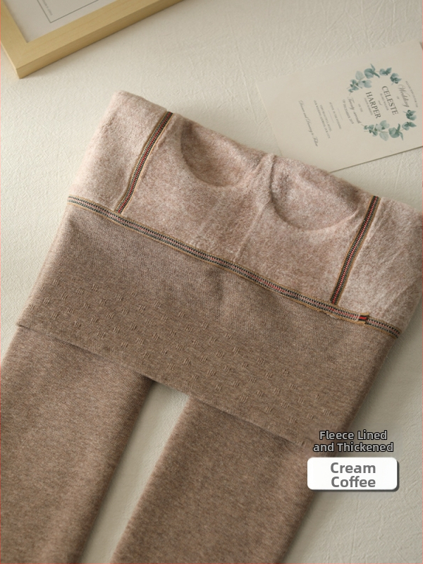 Καλσόν με ψηλή μέση για ανύψωση γλουτών, ζεστά, επενδυμένα με φλίς, πυκνό βαμβάκι, με πόδια