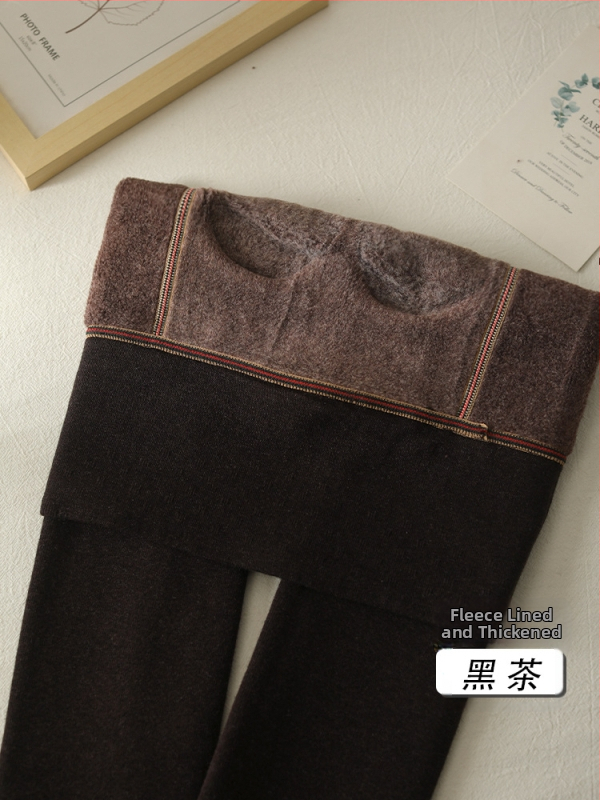 Καλσόν με ψηλή μέση για ανύψωση γλουτών, ζεστά, επενδυμένα με φλίς, πυκνό βαμβάκι, με πόδια