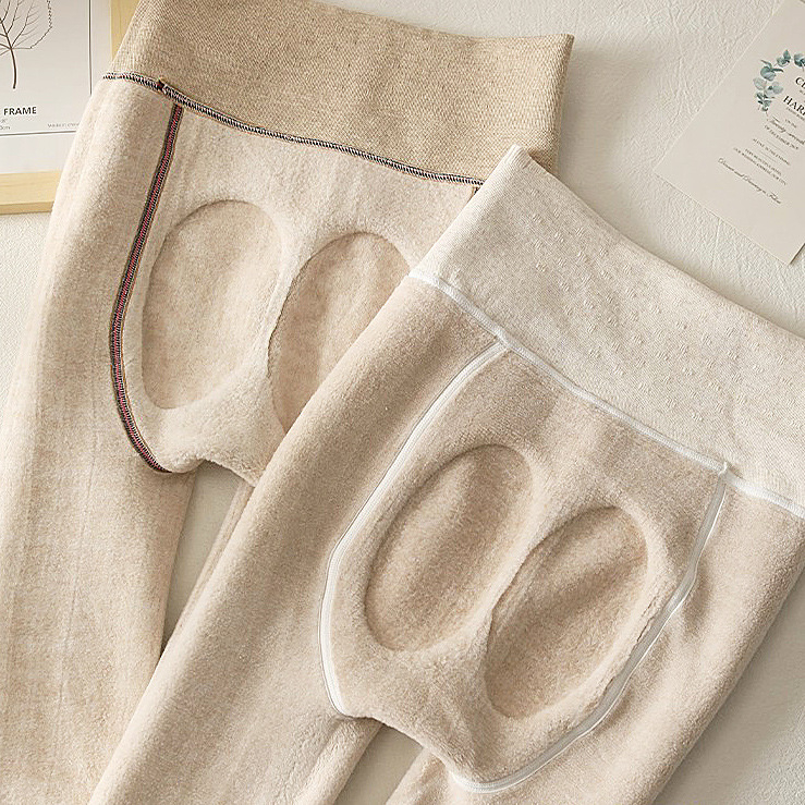 Καλσόν με ψηλή μέση για ανύψωση γλουτών, ζεστά, επενδυμένα με φλίς, πυκνό βαμβάκι, με πόδια