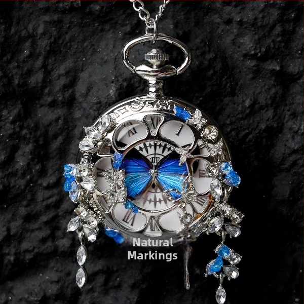 Kapsové hodinky s motýľom – pohyblivý skutočný motýľový exemplár, darček pre dievčatá a kamarátky (Elektronický pohon; vodotesnosť 35m; puzdro zo silikónu; okrúhly ciferník; ABS sklo)