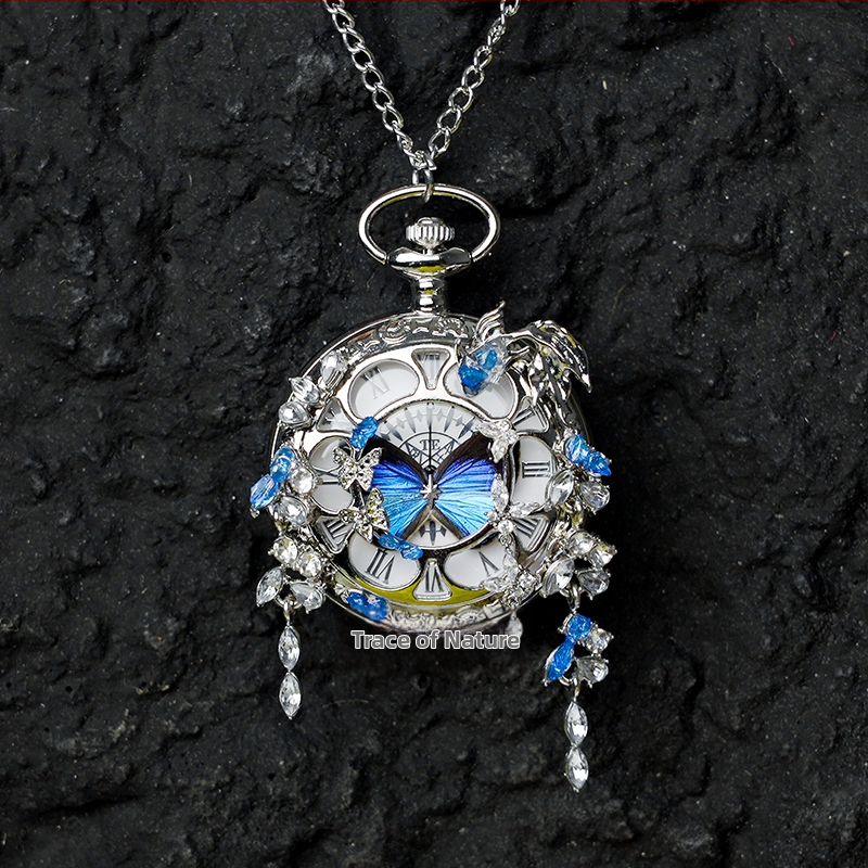 Liblika taskukell koos liikuva tegeliku liblika eksemplariga, ideaalne kingitus tüdrukutele ja sõbrannadele (Elektroniline mehhanism; veekindlus 35 m; silikoonkorpus; ümmargune kellapaneel; ABS klaas)