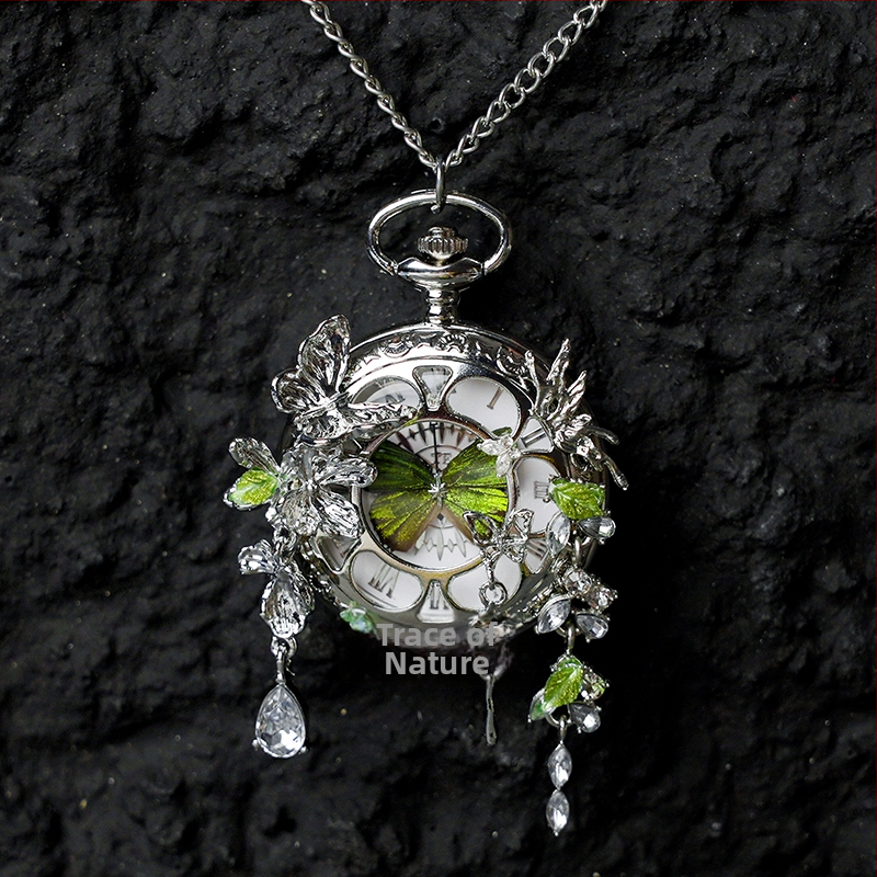 Liblika taskukell koos liikuva tegeliku liblika eksemplariga, ideaalne kingitus tüdrukutele ja sõbrannadele (Elektroniline mehhanism; veekindlus 35 m; silikoonkorpus; ümmargune kellapaneel; ABS klaas)