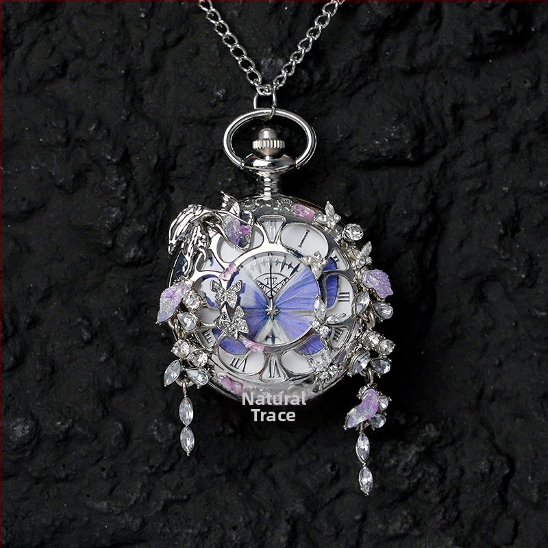 Liblika taskukell koos liikuva tegeliku liblika eksemplariga, ideaalne kingitus tüdrukutele ja sõbrannadele (Elektroniline mehhanism; veekindlus 35 m; silikoonkorpus; ümmargune kellapaneel; ABS klaas)