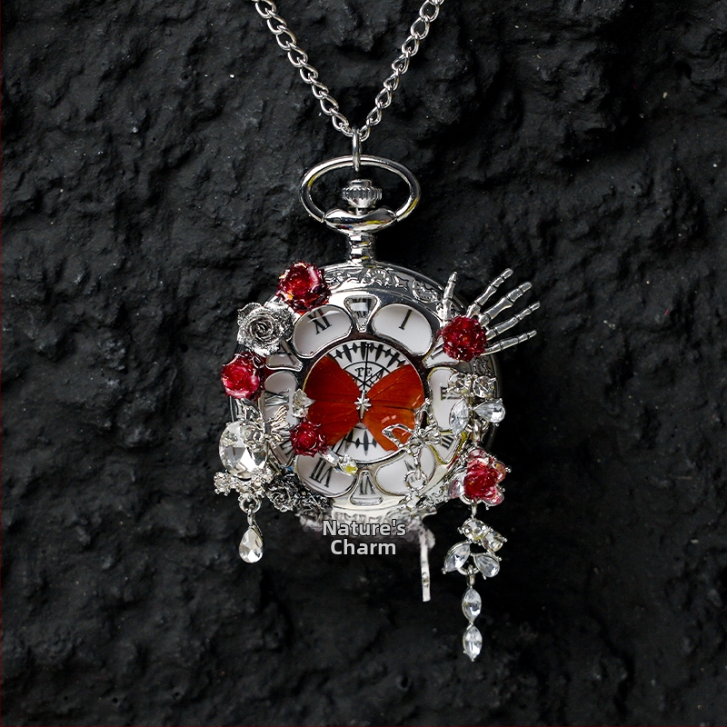 Liblika taskukell koos liikuva tegeliku liblika eksemplariga, ideaalne kingitus tüdrukutele ja sõbrannadele (Elektroniline mehhanism; veekindlus 35 m; silikoonkorpus; ümmargune kellapaneel; ABS klaas)