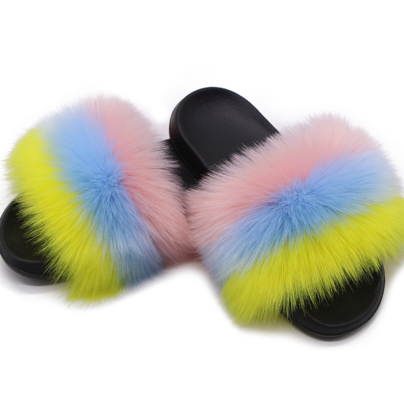 Lapsu kažokādas čības, korejiskais stils, augšdaļa un oderējums no kažokādas, EVA zole