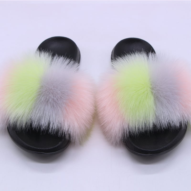 Lapsu kažokādas čības, korejiskais stils, augšdaļa un oderējums no kažokādas, EVA zole