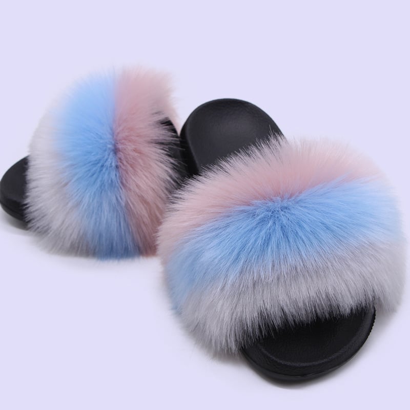 Lapsu kažokādas čības, korejiskais stils, augšdaļa un oderējums no kažokādas, EVA zole