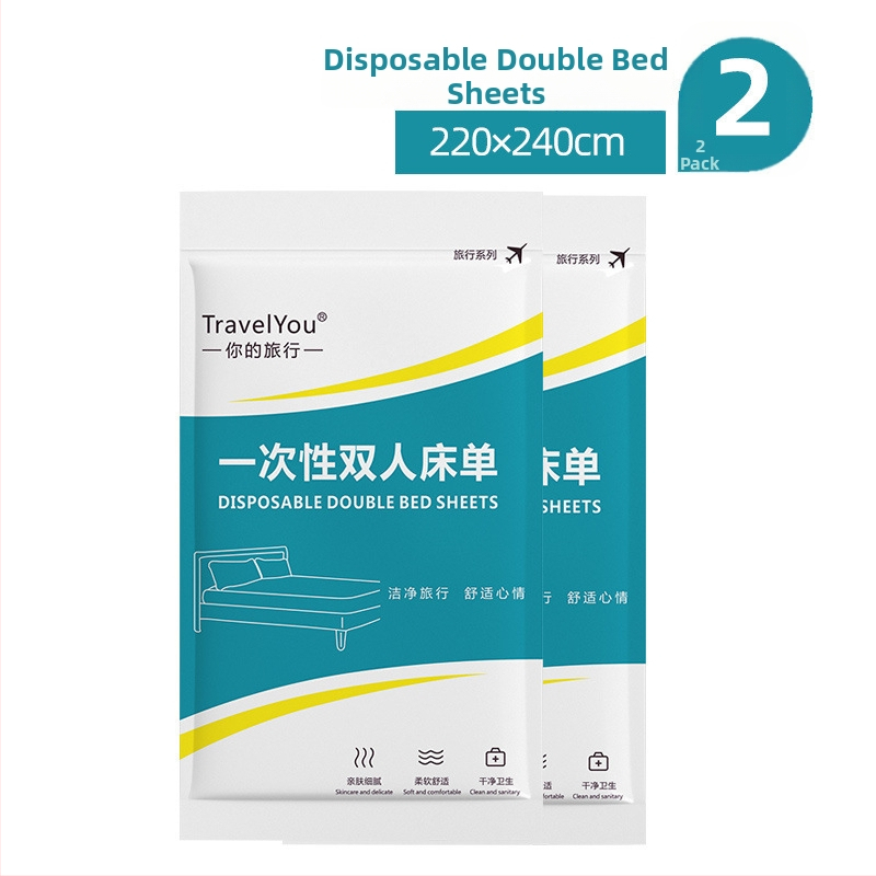 Kelioninis vienkartinis patalynės komplektas — 4 dalys, neaustas audinys, įskaitant paklodę, antklodės užvalkalą ir pagalvių užvalkalus
