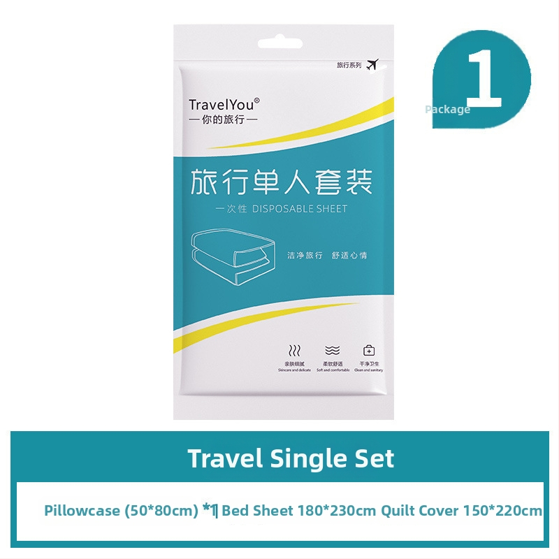 Kelioninis vienkartinis patalynės komplektas — 4 dalys, neaustas audinys, įskaitant paklodę, antklodės užvalkalą ir pagalvių užvalkalus