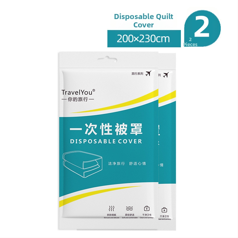 Kelioninis vienkartinis patalynės komplektas — 4 dalys, neaustas audinys, įskaitant paklodę, antklodės užvalkalą ir pagalvių užvalkalus
