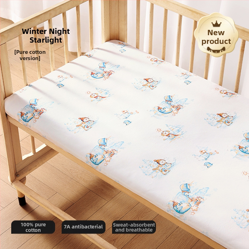 Belleptide Pamut Gumis Lepedő Babaágyhoz – Kedves Állat Minta, Súly 300–500 g