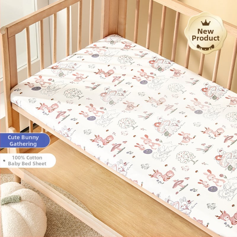 Belleptide Pamut Gumis Lepedő Babaágyhoz – Kedves Állat Minta, Súly 300–500 g