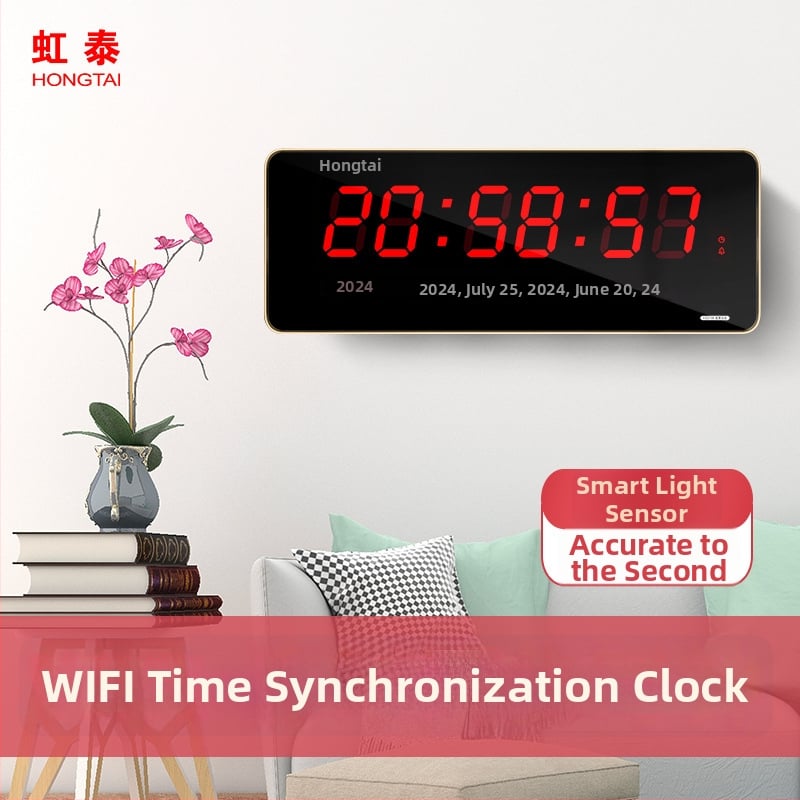 Ρολόι τοίχου με LED και αναλογική οθόνη, αιώνιο ημερολόγιο, θερμομέτρο, υγρασία, συναγερμός