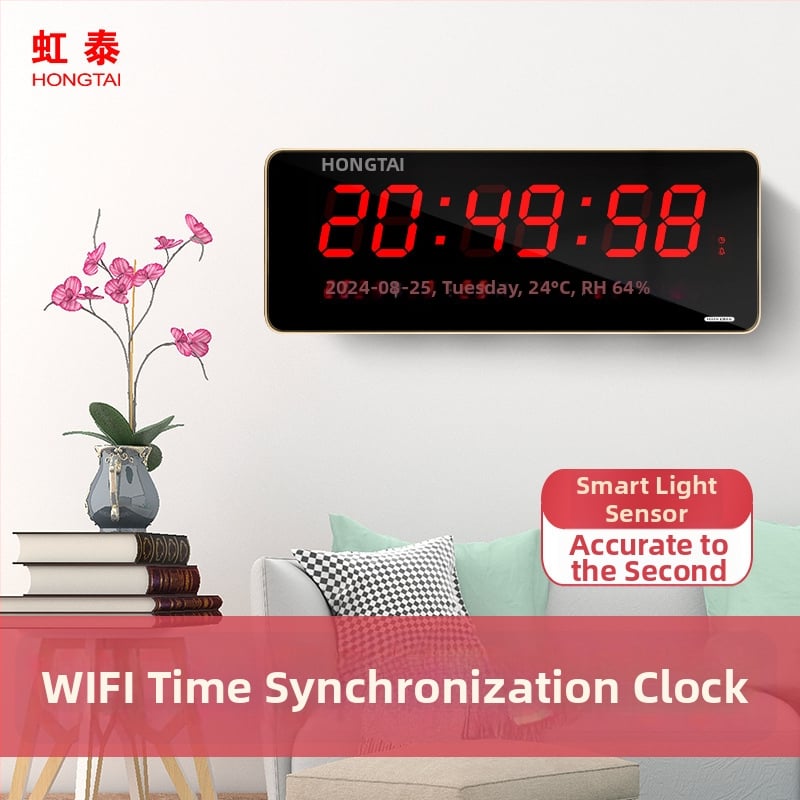 Ρολόι τοίχου με LED και αναλογική οθόνη, αιώνιο ημερολόγιο, θερμομέτρο, υγρασία, συναγερμός