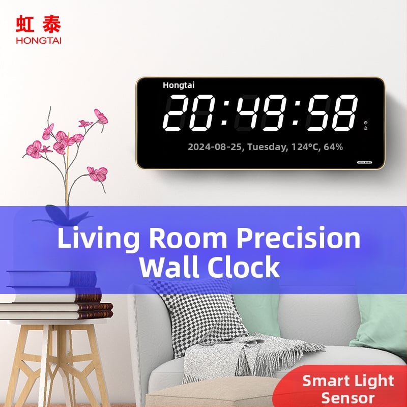 Ρολόι τοίχου με LED και αναλογική οθόνη, αιώνιο ημερολόγιο, θερμομέτρο, υγρασία, συναγερμός