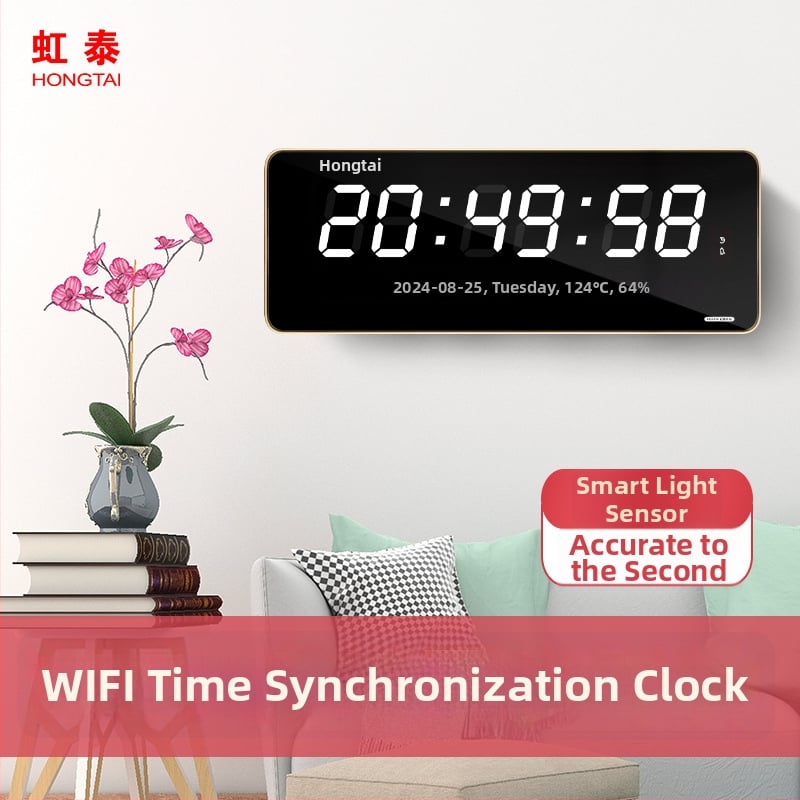 Ρολόι τοίχου με LED και αναλογική οθόνη, αιώνιο ημερολόγιο, θερμομέτρο, υγρασία, συναγερμός