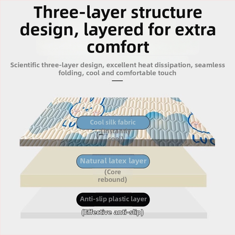 Vasaros latekso vėsinanti kilimėlis, natūralus lateksas, latekso kiekis 90% ar daugiau, spausdintas audinys, stilius Ins