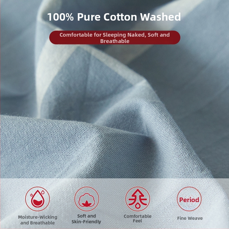 Комплект чаршафи за легло от 100% памук, 40 нишки, райета, боядисани по прежда, реактивен печат