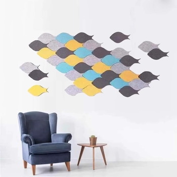 Триизмерен стенен стикер от филц с риба | Полиестерно влакно; Устойчив на влага; Анти-замърсяващ; Модерен минималистичен стил; 1 брой; Подходящ за дневна и спалня