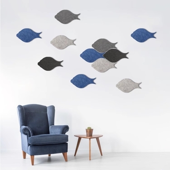 Триизмерен стенен стикер от филц с риба | Полиестерно влакно; Устойчив на влага; Анти-замърсяващ; Модерен минималистичен стил; 1 брой; Подходящ за дневна и спалня