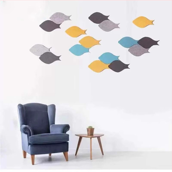 Триизмерен стенен стикер от филц с риба | Полиестерно влакно; Устойчив на влага; Анти-замърсяващ; Модерен минималистичен стил; 1 брой; Подходящ за дневна и спалня