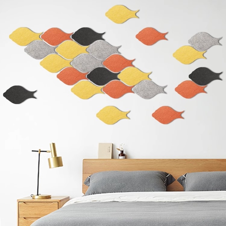 Триизмерен стенен стикер от филц с риба | Полиестерно влакно; Устойчив на влага; Анти-замърсяващ; Модерен минималистичен стил; 1 брой; Подходящ за дневна и спалня
