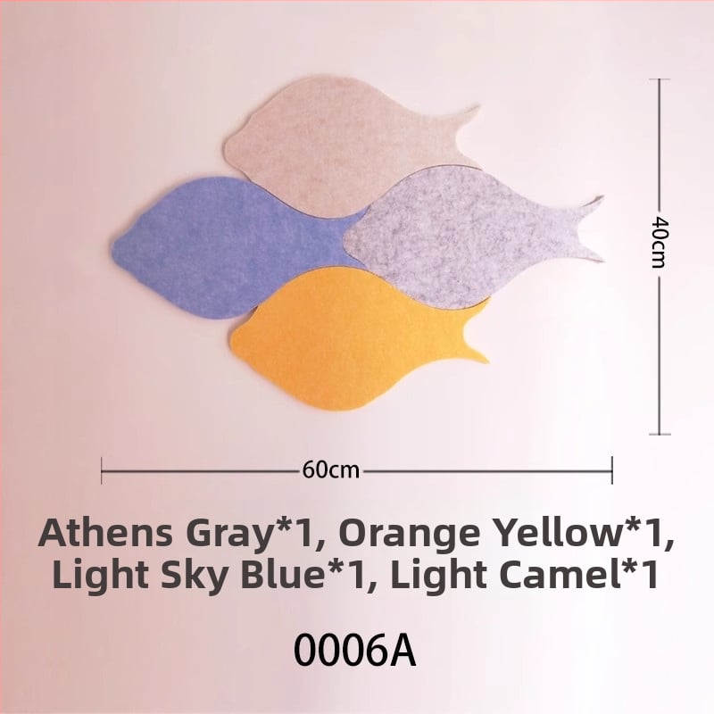 Триизмерен стенен стикер от филц с риба | Полиестерно влакно; Устойчив на влага; Анти-замърсяващ; Модерен минималистичен стил; 1 брой; Подходящ за дневна и спалня