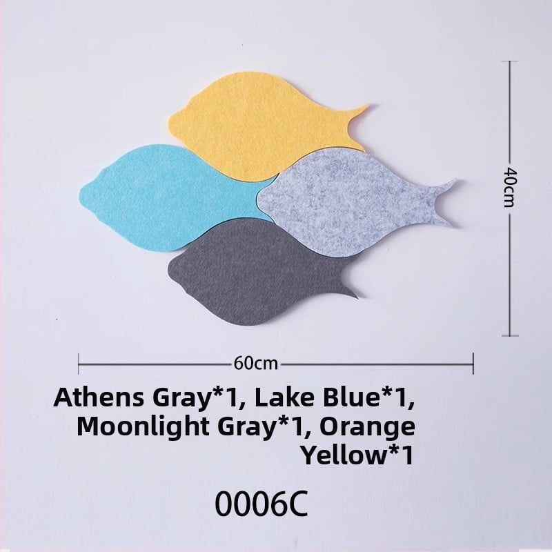 Триизмерен стенен стикер от филц с риба | Полиестерно влакно; Устойчив на влага; Анти-замърсяващ; Модерен минималистичен стил; 1 брой; Подходящ за дневна и спалня