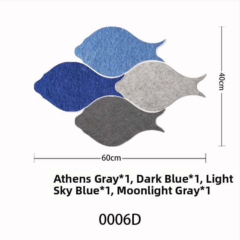 Триизмерен стенен стикер от филц с риба | Полиестерно влакно; Устойчив на влага; Анти-замърсяващ; Модерен минималистичен стил; 1 брой; Подходящ за дневна и спалня