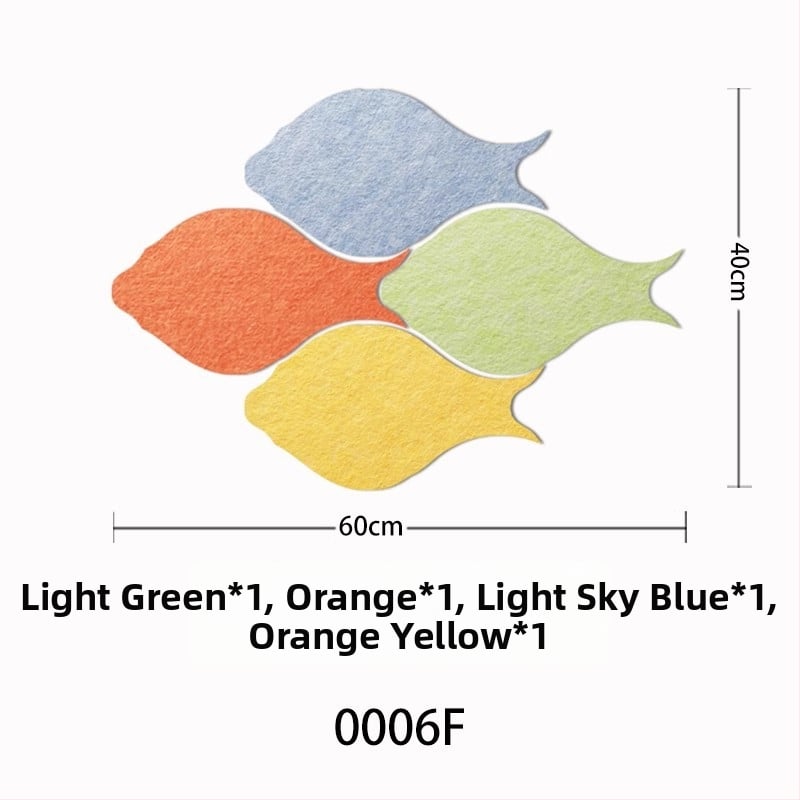 Триизмерен стенен стикер от филц с риба | Полиестерно влакно; Устойчив на влага; Анти-замърсяващ; Модерен минималистичен стил; 1 брой; Подходящ за дневна и спалня