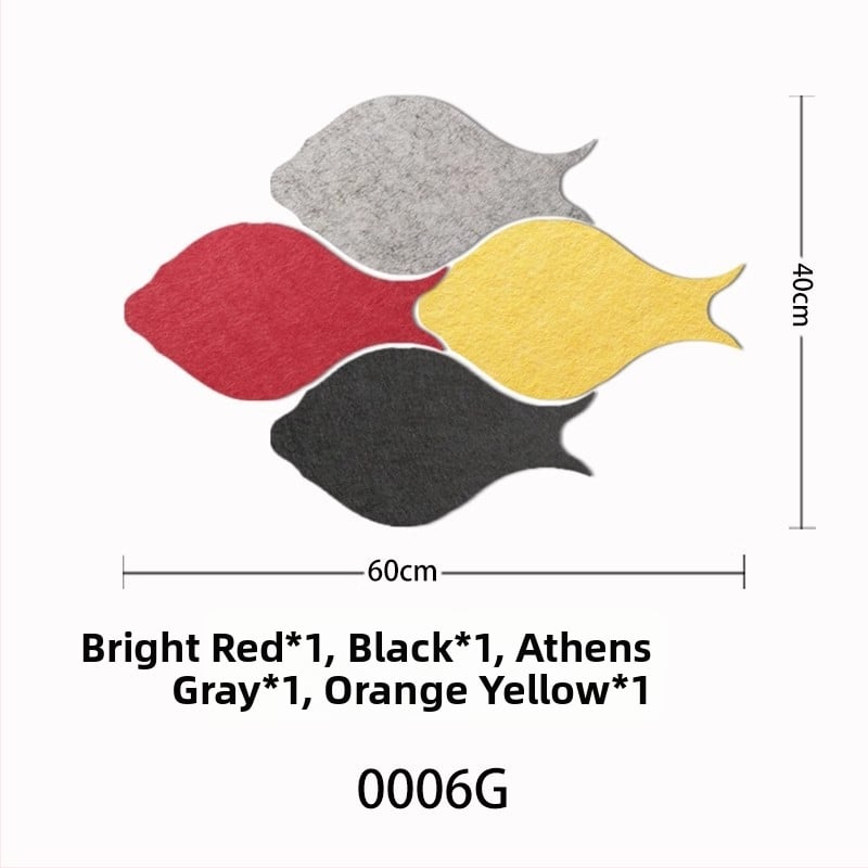 Триизмерен стенен стикер от филц с риба | Полиестерно влакно; Устойчив на влага; Анти-замърсяващ; Модерен минималистичен стил; 1 брой; Подходящ за дневна и спалня