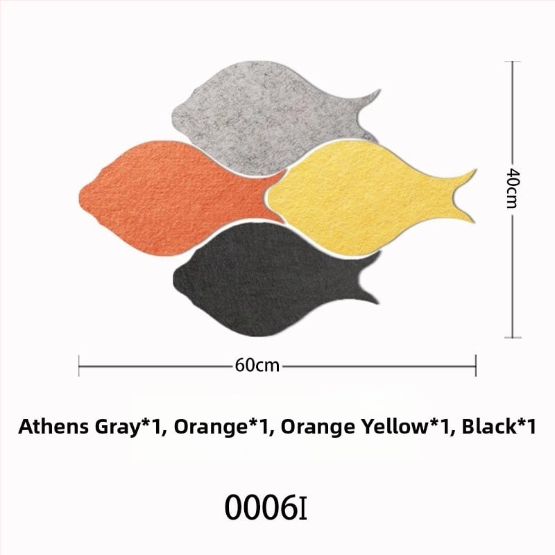 Триизмерен стенен стикер от филц с риба | Полиестерно влакно; Устойчив на влага; Анти-замърсяващ; Модерен минималистичен стил; 1 брой; Подходящ за дневна и спалня