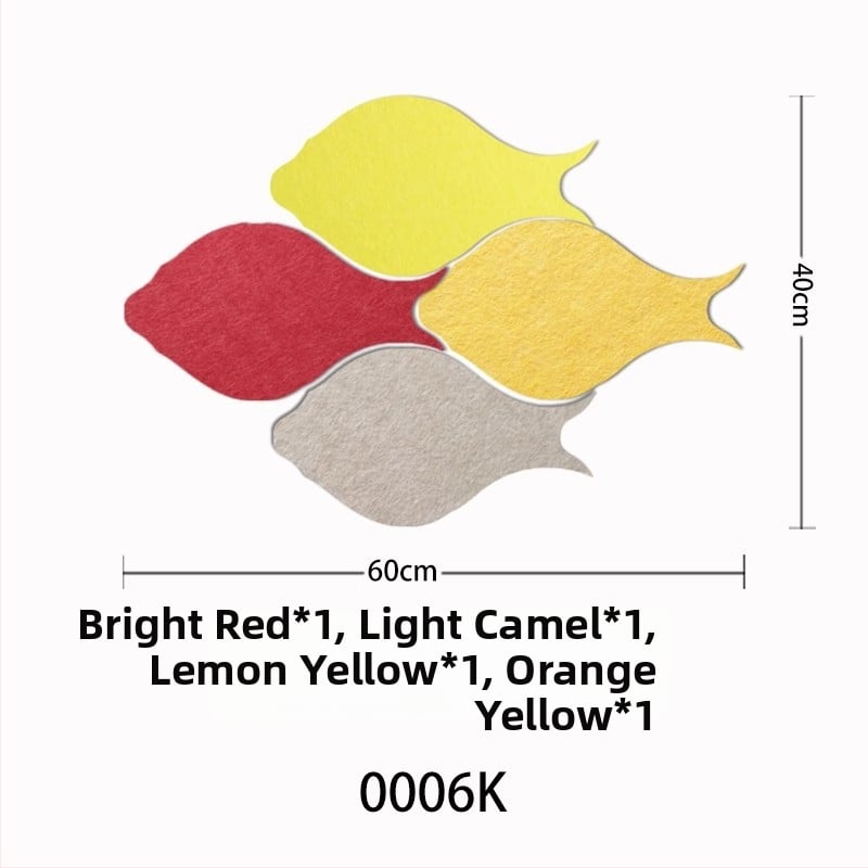 Триизмерен стенен стикер от филц с риба | Полиестерно влакно; Устойчив на влага; Анти-замърсяващ; Модерен минималистичен стил; 1 брой; Подходящ за дневна и спалня