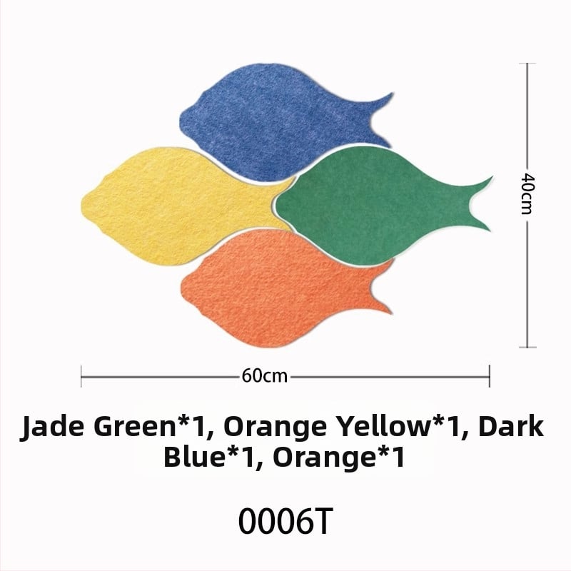 Триизмерен стенен стикер от филц с риба | Полиестерно влакно; Устойчив на влага; Анти-замърсяващ; Модерен минималистичен стил; 1 брой; Подходящ за дневна и спалня