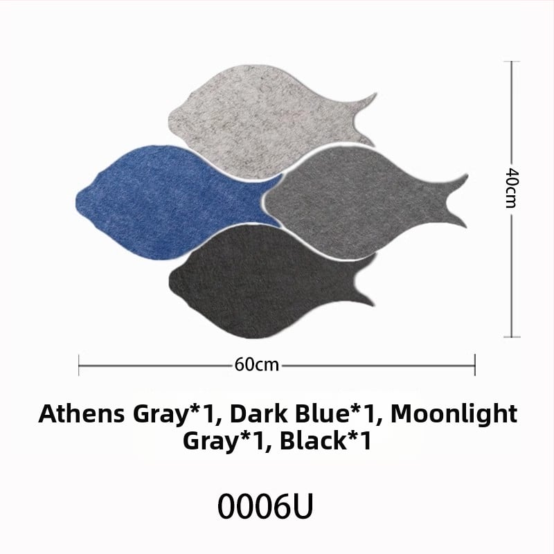 Триизмерен стенен стикер от филц с риба | Полиестерно влакно; Устойчив на влага; Анти-замърсяващ; Модерен минималистичен стил; 1 брой; Подходящ за дневна и спалня