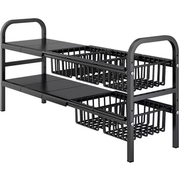 Po praustuve laikymo krepšys su teleskopine lazda, be gręžimo, sieninis organizatorius iš anglies plieno