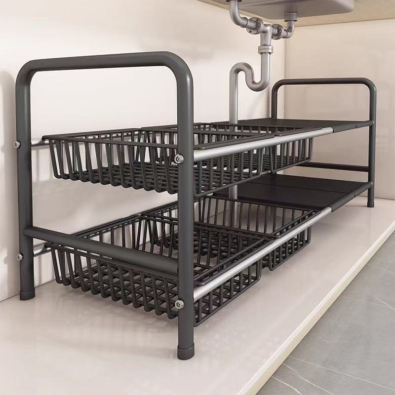 Po praustuve laikymo krepšys su teleskopine lazda, be gręžimo, sieninis organizatorius iš anglies plieno