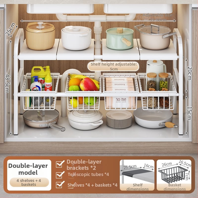 Po praustuve laikymo krepšys su teleskopine lazda, be gręžimo, sieninis organizatorius iš anglies plieno