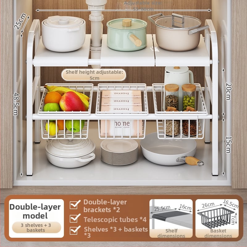 Po praustuve laikymo krepšys su teleskopine lazda, be gręžimo, sieninis organizatorius iš anglies plieno