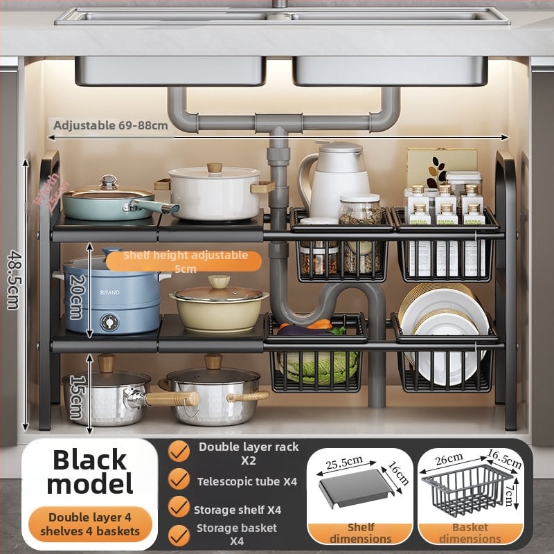 Po praustuve laikymo krepšys su teleskopine lazda, be gręžimo, sieninis organizatorius iš anglies plieno