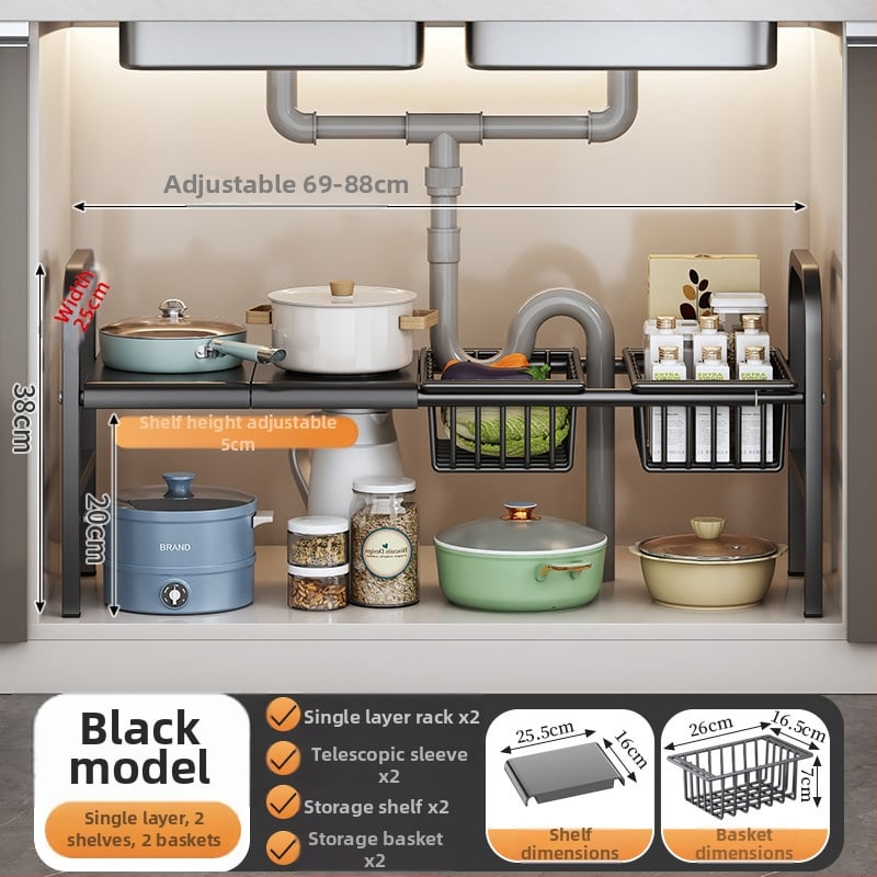 Po praustuve laikymo krepšys su teleskopine lazda, be gręžimo, sieninis organizatorius iš anglies plieno