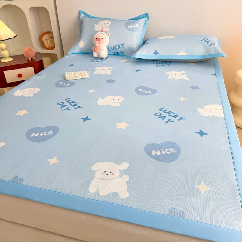 Glaixing Ice Silk ir Rattan Matų Komplektas, Jacquard Audimas, Sulankstomas Modernus Minimalistinis Dizainas