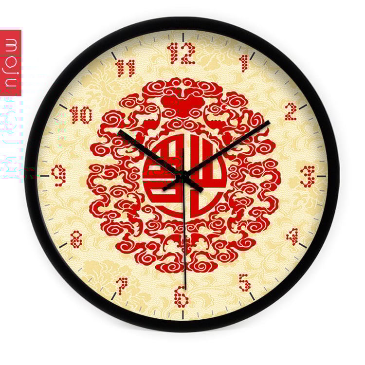 Ρολόι τοίχου με μεταλλικό περίβλημα, PVC καντράν, κίνηση ηλιακής ενέργειας, μπαταρία, κλασικό στυλ Μινγκ-Τσινγκ