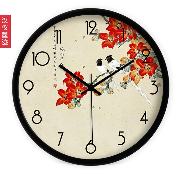 Ρολόι τοίχου με μεταλλικό περίβλημα, PVC καντράν, κίνηση ηλιακής ενέργειας, μπαταρία, κλασικό στυλ Μινγκ-Τσινγκ