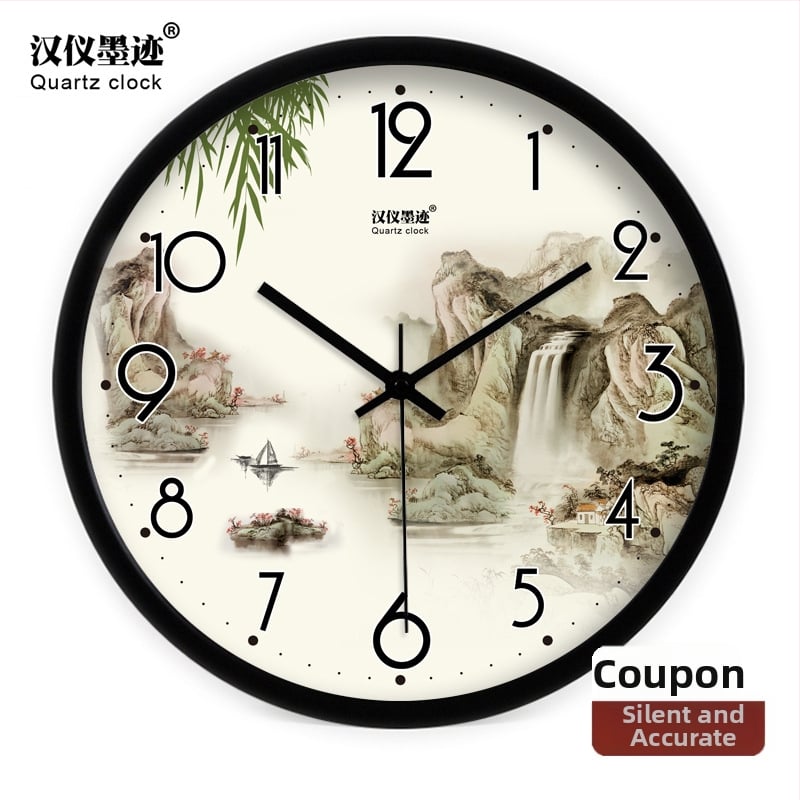 Ρολόι τοίχου με μεταλλικό περίβλημα, PVC καντράν, κίνηση ηλιακής ενέργειας, μπαταρία, κλασικό στυλ Μινγκ-Τσινγκ