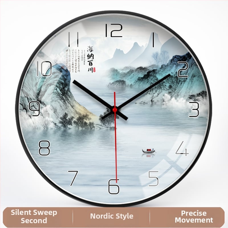 Ρολόι τοίχου με μεταλλικό περίβλημα, PVC καντράν, κίνηση ηλιακής ενέργειας, μπαταρία, κλασικό στυλ Μινγκ-Τσινγκ