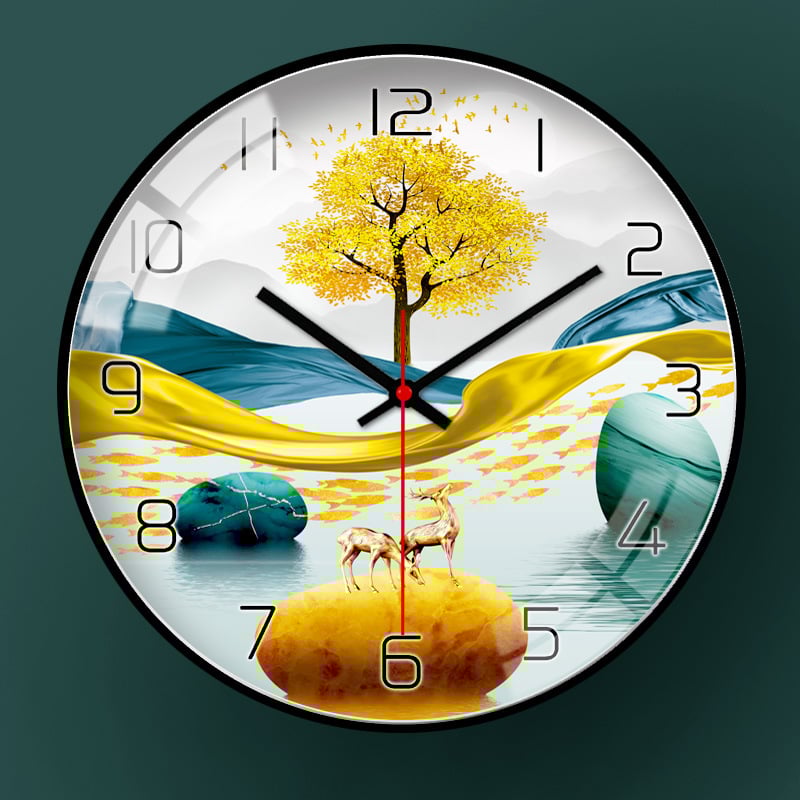 Ρολόι τοίχου με μεταλλικό περίβλημα, PVC καντράν, κίνηση ηλιακής ενέργειας, μπαταρία, κλασικό στυλ Μινγκ-Τσινγκ