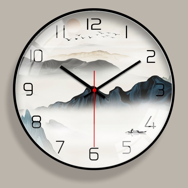 Ρολόι τοίχου με μεταλλικό περίβλημα, PVC καντράν, κίνηση ηλιακής ενέργειας, μπαταρία, κλασικό στυλ Μινγκ-Τσινγκ