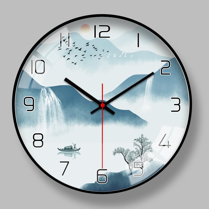 Ρολόι τοίχου με μεταλλικό περίβλημα, PVC καντράν, κίνηση ηλιακής ενέργειας, μπαταρία, κλασικό στυλ Μινγκ-Τσινγκ