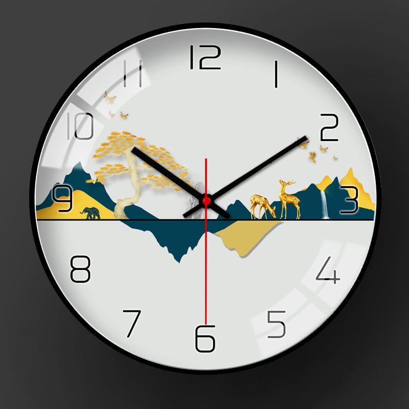 Ρολόι τοίχου με μεταλλικό περίβλημα, PVC καντράν, κίνηση ηλιακής ενέργειας, μπαταρία, κλασικό στυλ Μινγκ-Τσινγκ